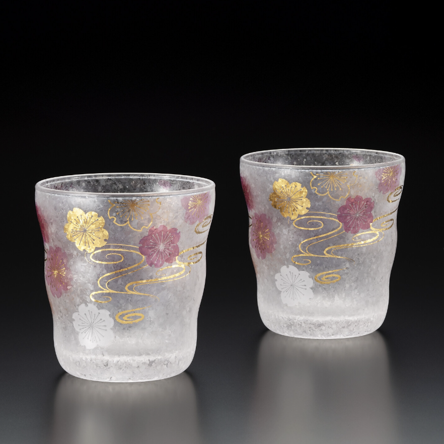 ADELIA Cherry Blossom Rock Glass Drinkware Set (2pcs)