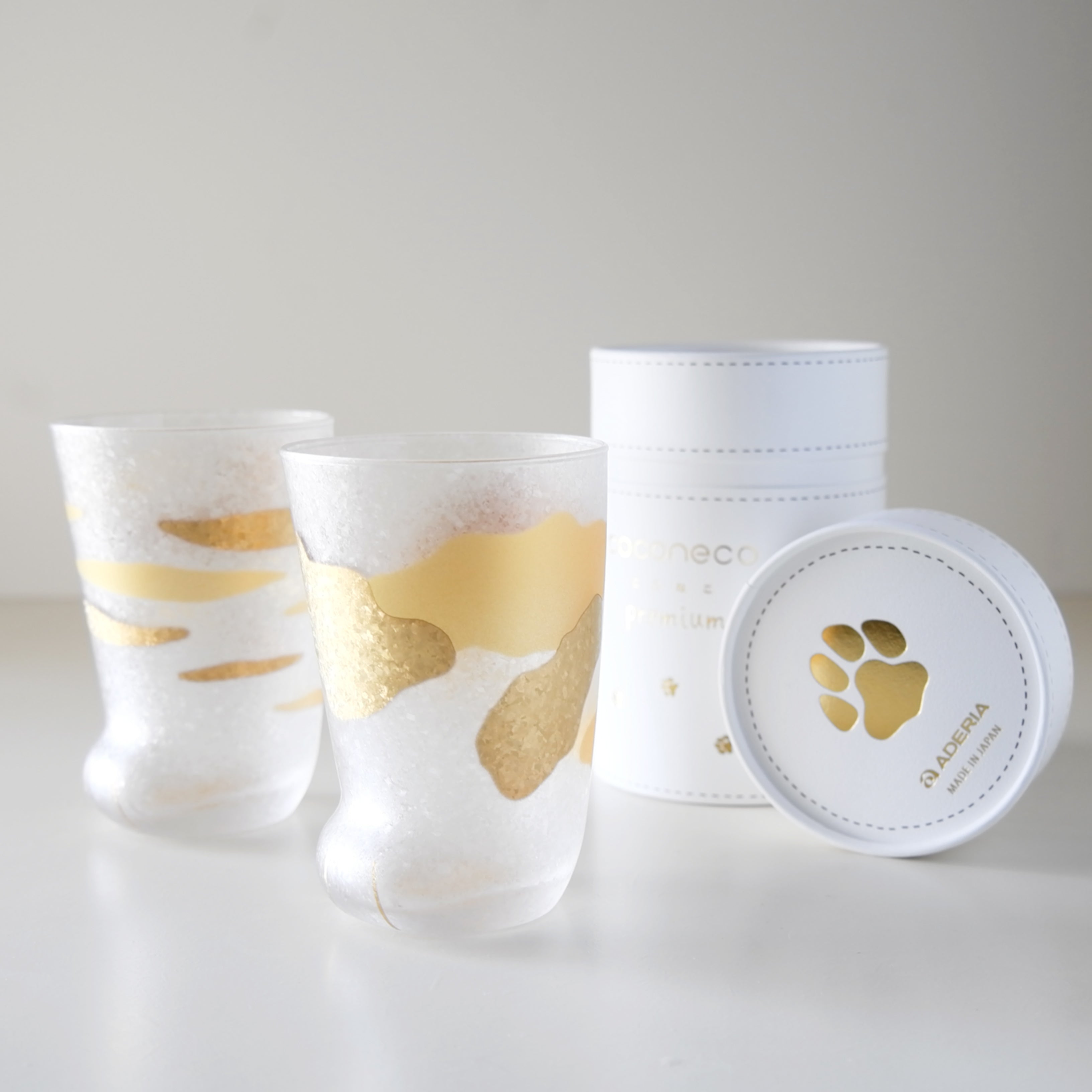 ADERIA Gold Glass Cup Coconeco Premium Gift Box