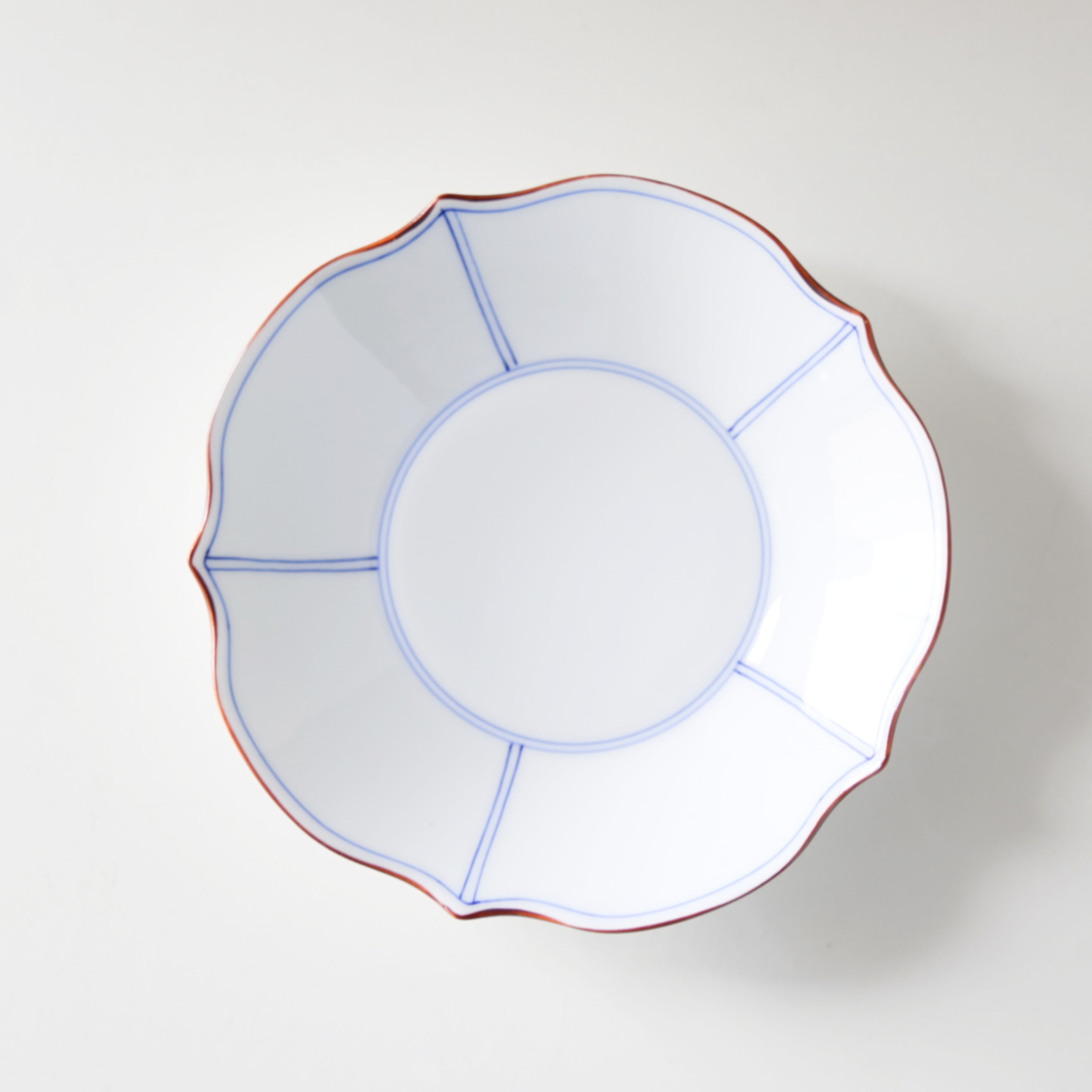 HASAMI Ware Flower-Shaped Deep Plate (Blue)