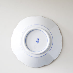 HASAMI Ware Flower-Shaped Deep Plate (Blue)