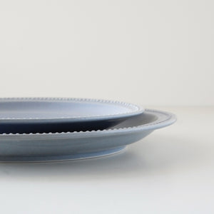 MINO Ware Grey Dotted Rim Oval Plate