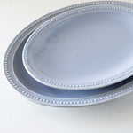 Load image into Gallery viewer, MINO Ware Grey Dotted Rim Oval Plate
