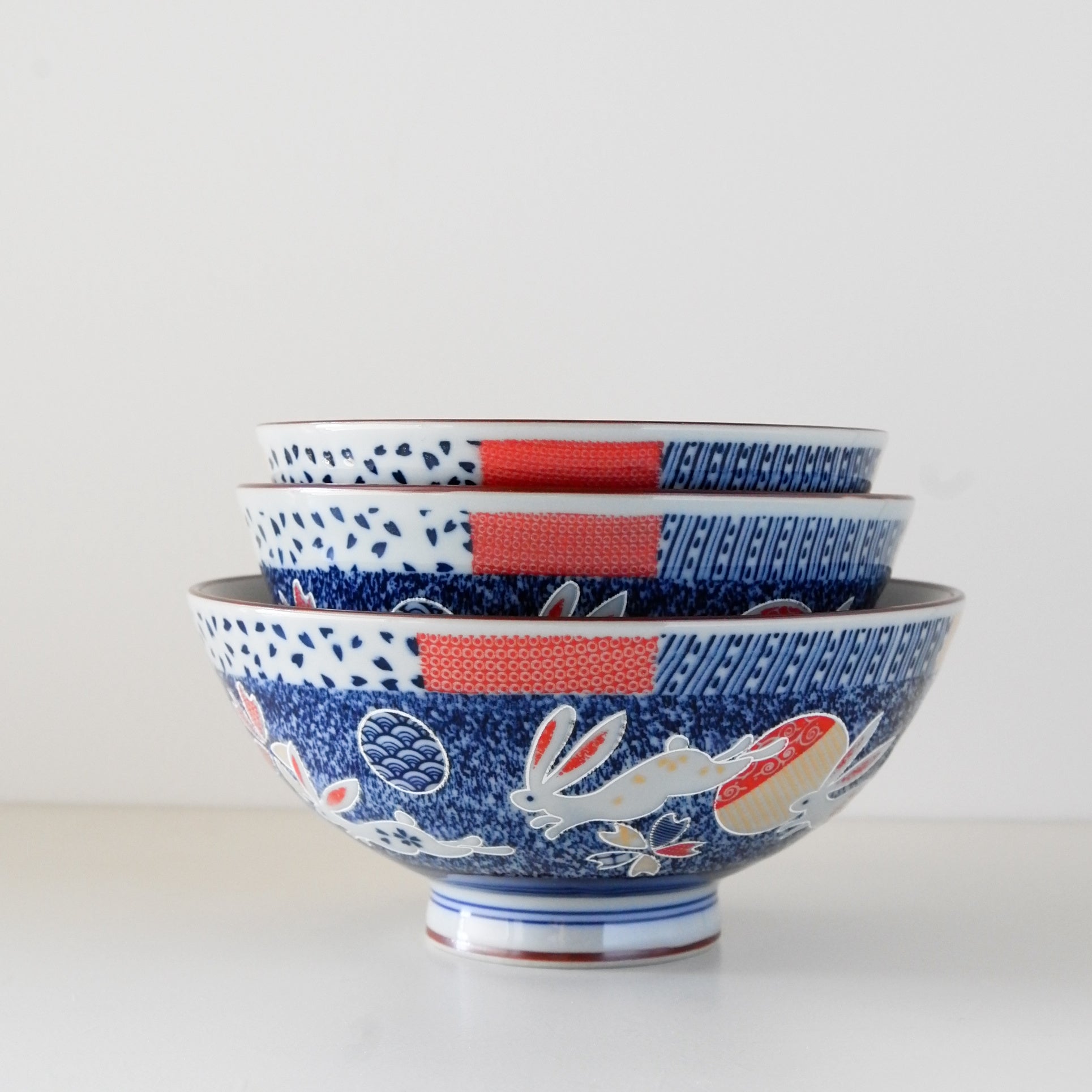 MINO Ware Rabbit  & Flower Rice Bowl