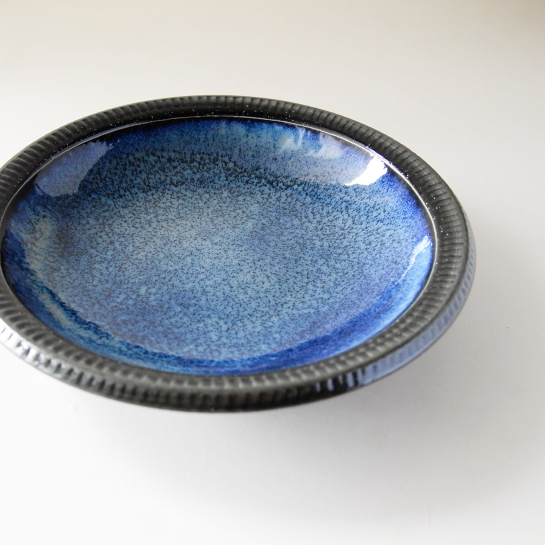 MINO Ware Tokusa Kiln Glazed Blue Deep Plate