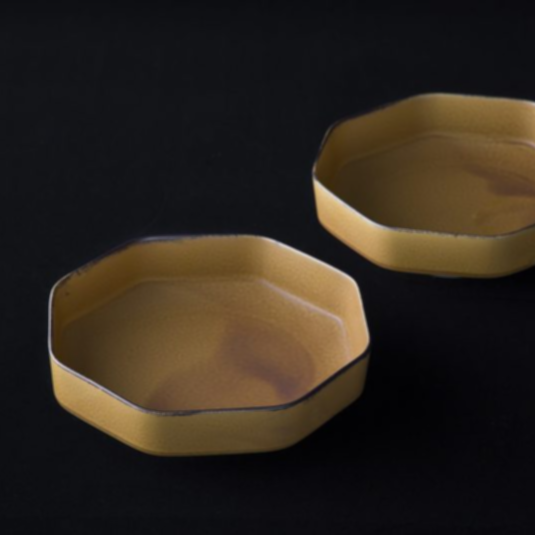 Miyama Tsudoi Tableware - Yellow Octagon Serving Bowl