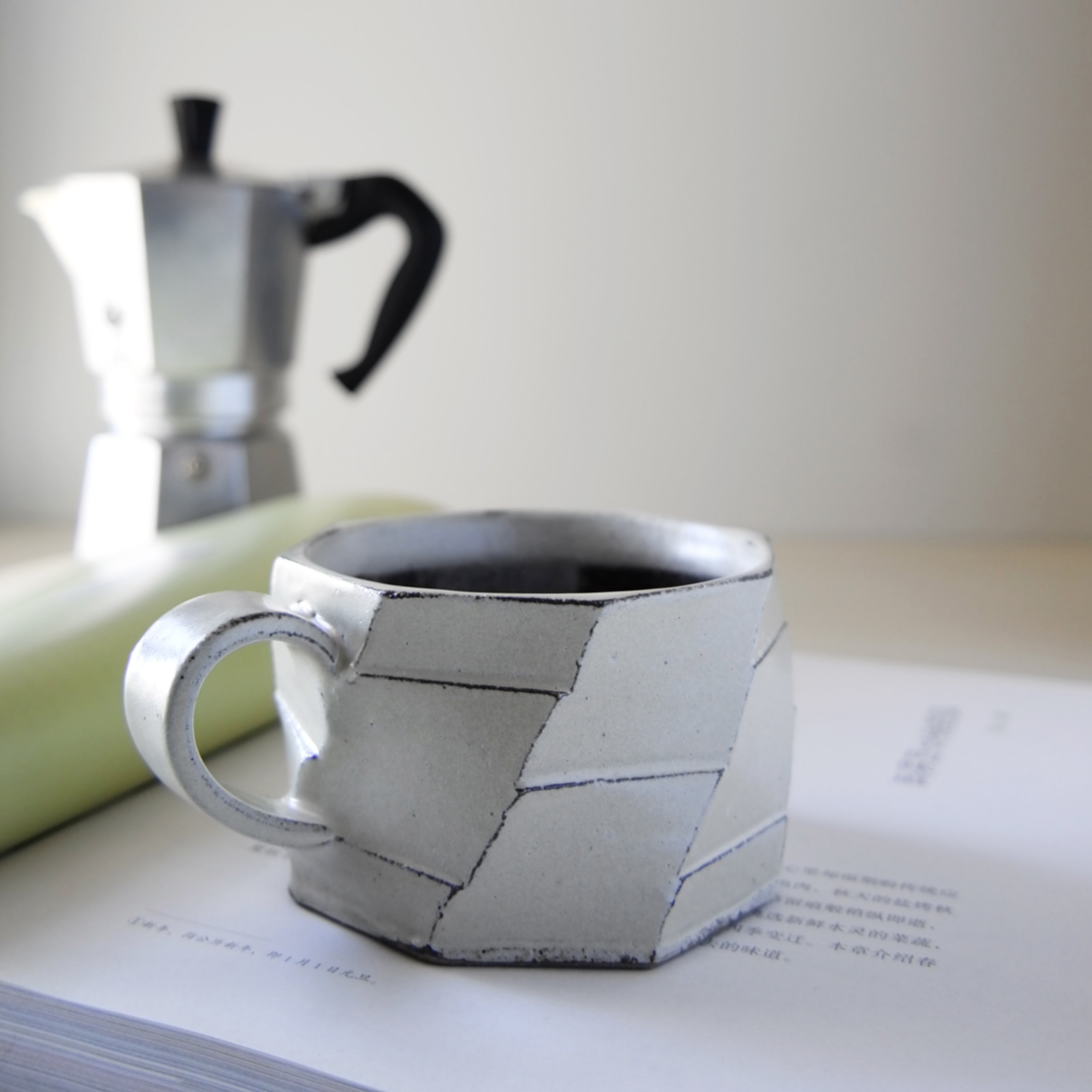 SHIGARAKI Ware White Faceted Mug