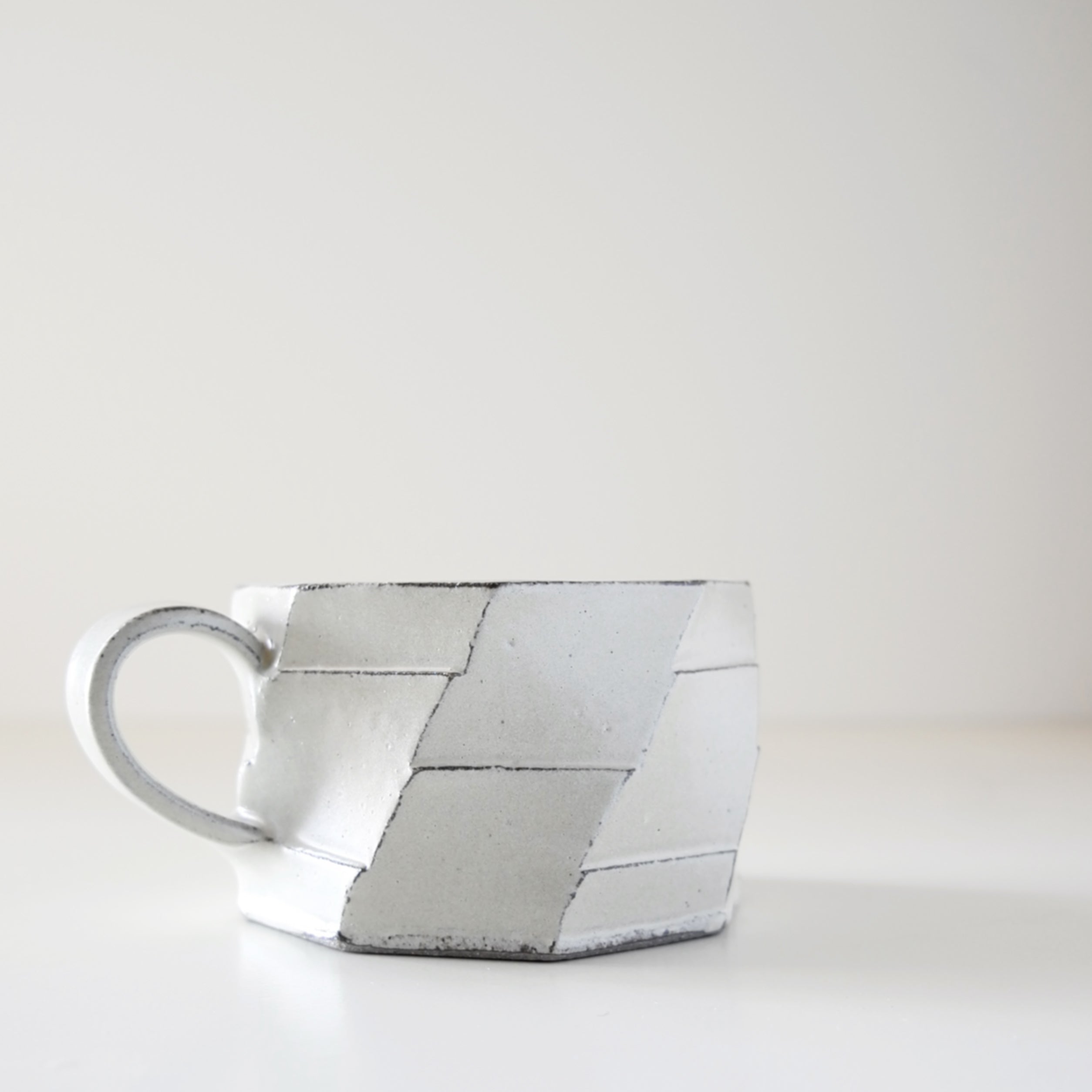 SHIGARAKI Ware White Faceted Mug