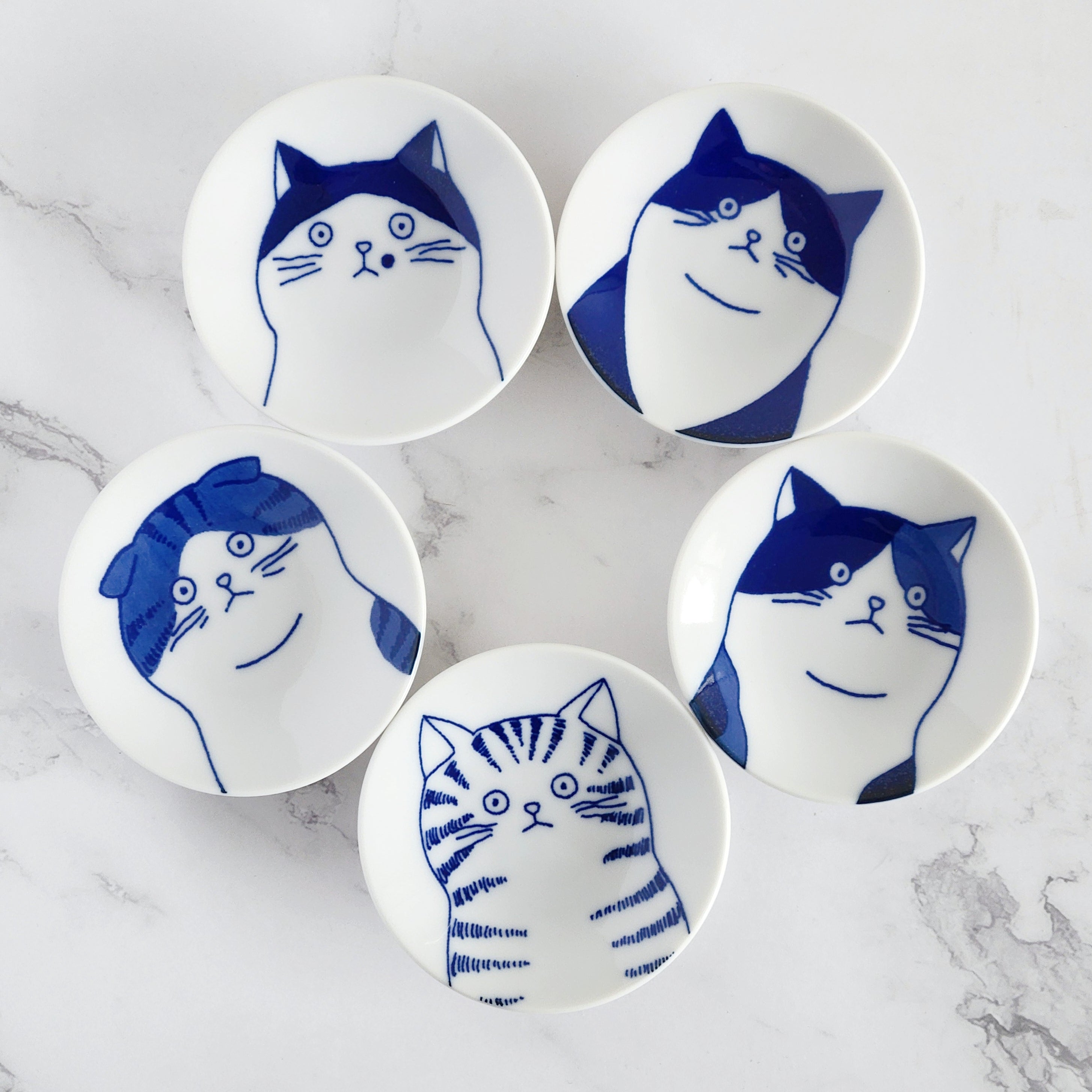 Shichita Cat Mamezara Plate Set (5pcs)