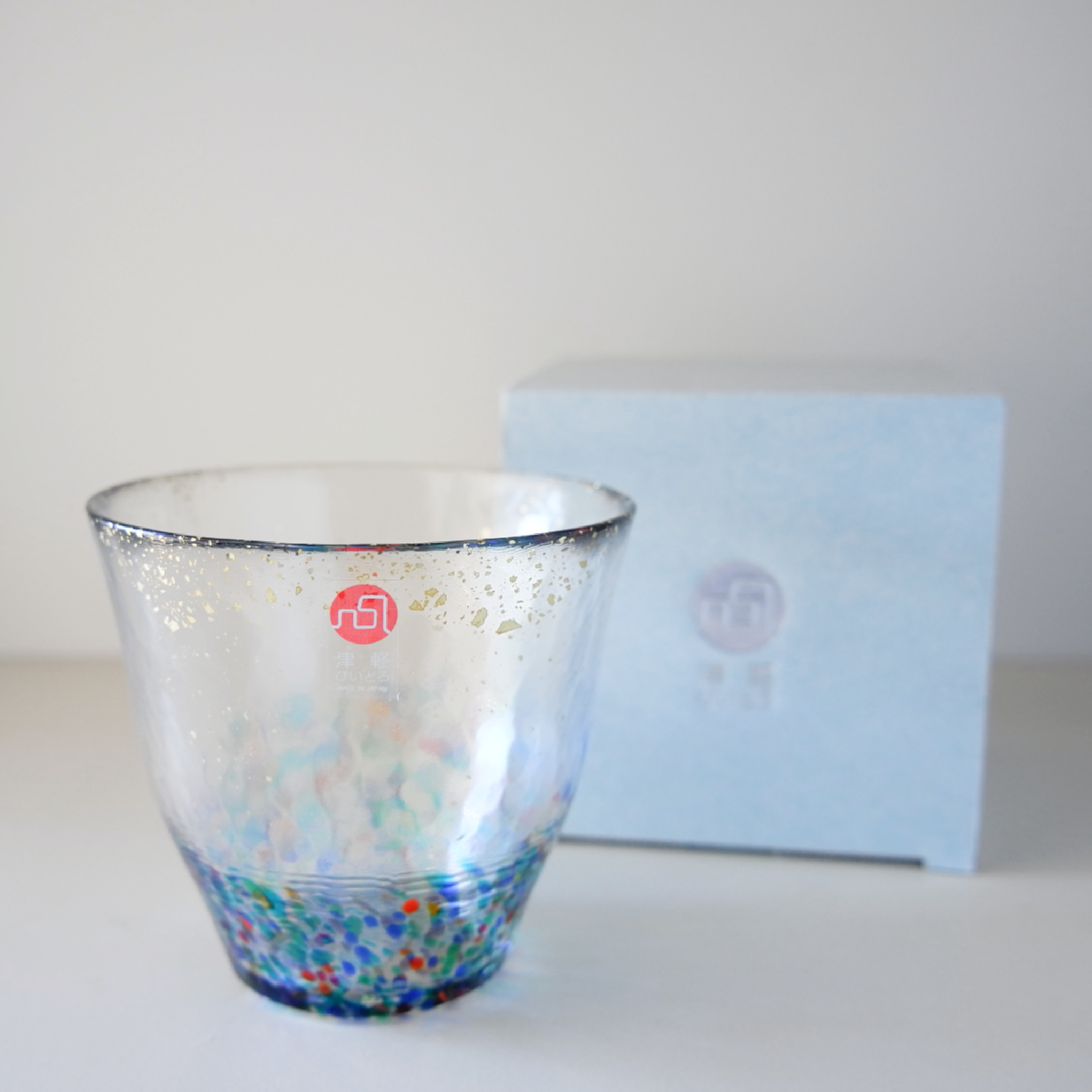 Tsugaru Bidoro MATSURI Gold Leaf Rock Glass - Blue